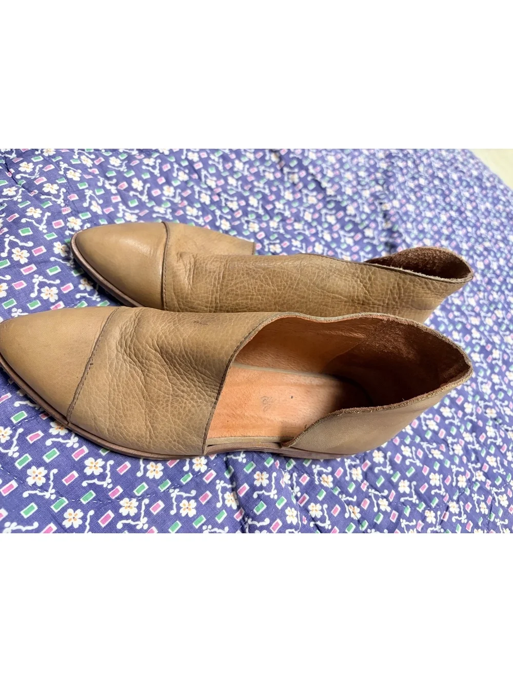 Free People Royale Flat Leather D'Orsay Ankle Shoes - Made in Spain